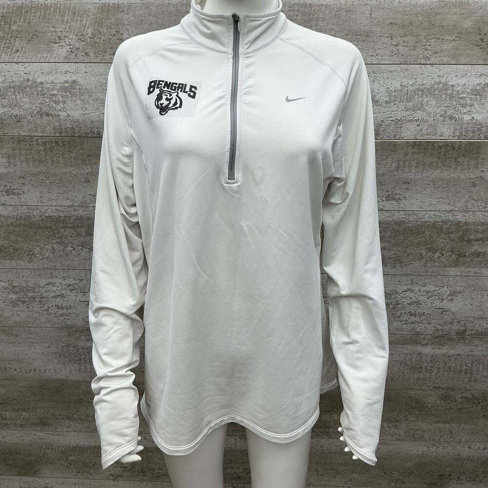 Nike Dri-FIT Cincinnati Bengals Quarter-Zip Pullover Jacket White Women's XL